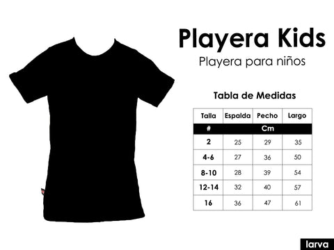 Tabla de medida playera para niño