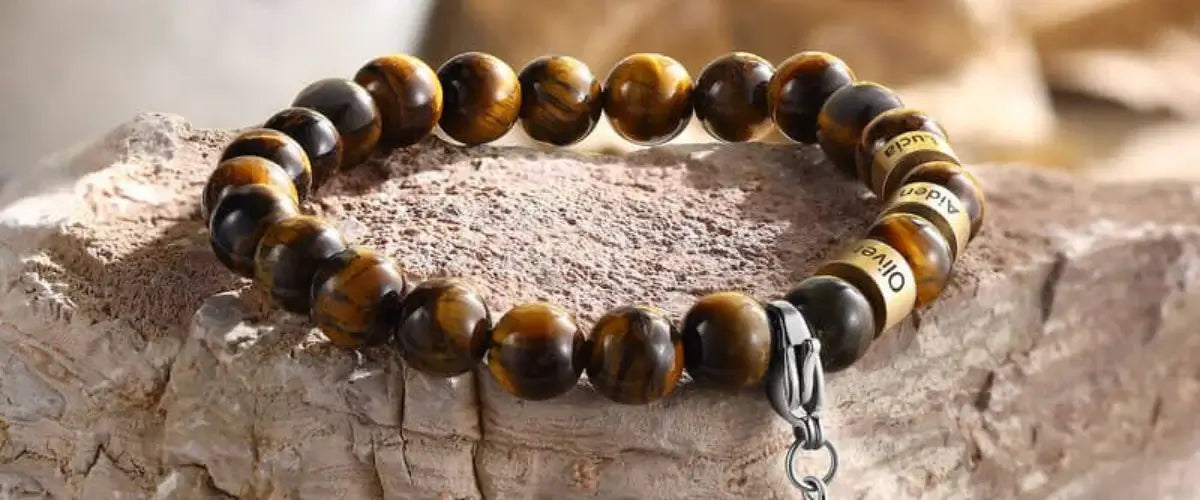 Set of 3 Handmade Stretch Bracelets of Brown Ceramic Beads - Soul