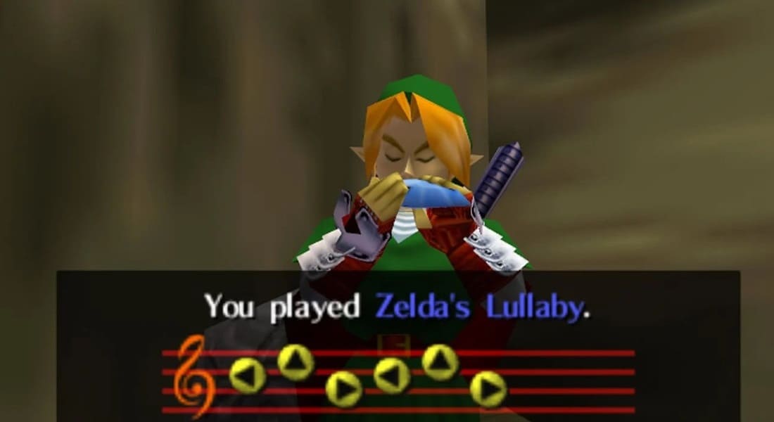 Links jouant la berceuse de Zelda à l'ocarina