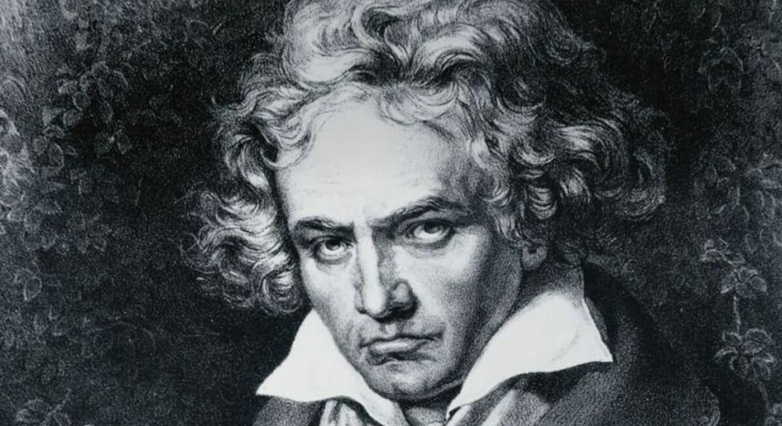 Portrait en noir et blanc de Beethoven