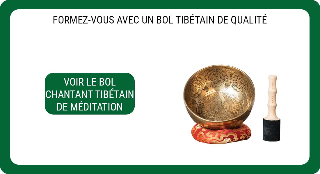 Une publicité pour un Bol Chantant Tibétain prévu pour être utilisé dans le cadre de la Méditation.