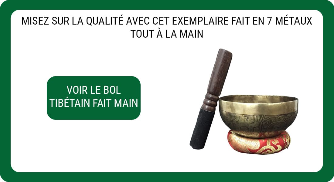 Une publicité pour un Bol Tibétain en 7 Métaux Fait à la Main.