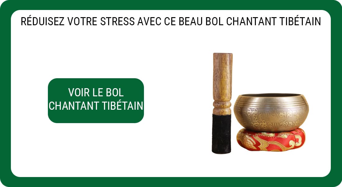 Une publicité pour un Bol Tibétain Chantant e 7 métaux