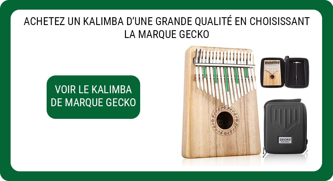 Publicité pour un Kalimba de marque Gecko type K17BA