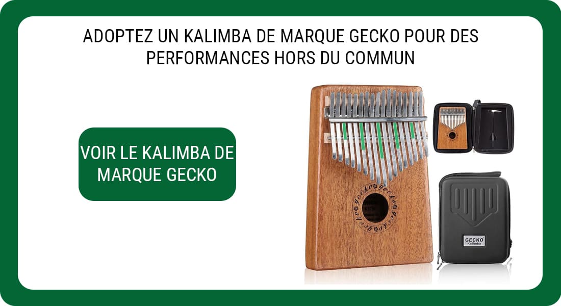 Publicité pour un Kalimba de marque Gecko modèle K17M