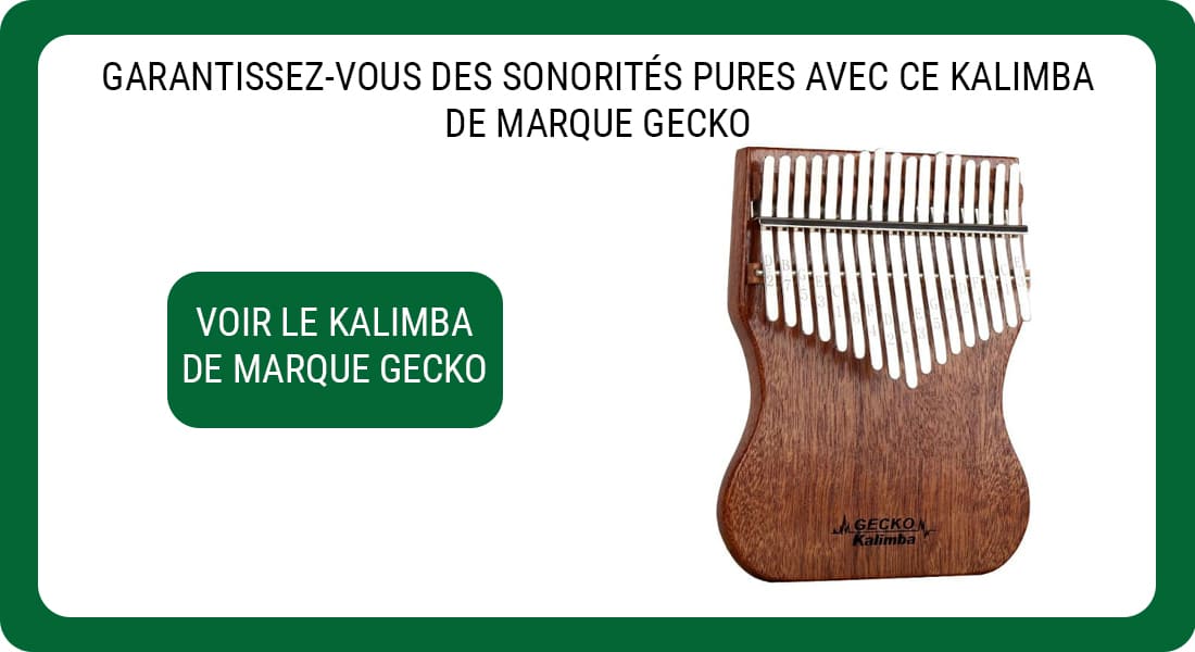 Publicité pour un Kalimba de marque Gecko modèle K17MAP