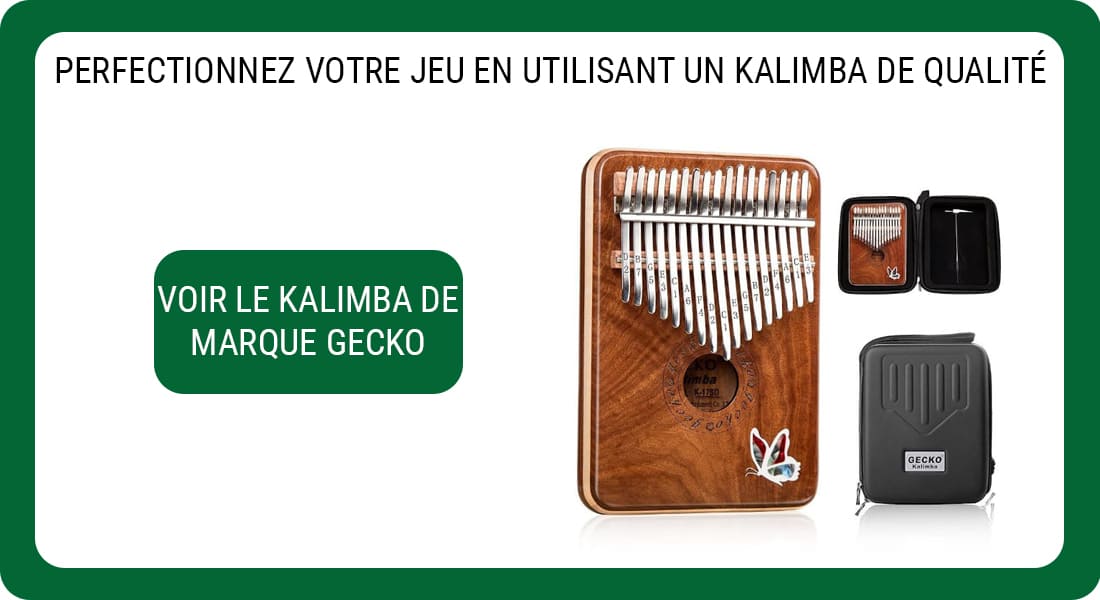 Publicité pour un Kalimba de marque Gecko modèle K17SD