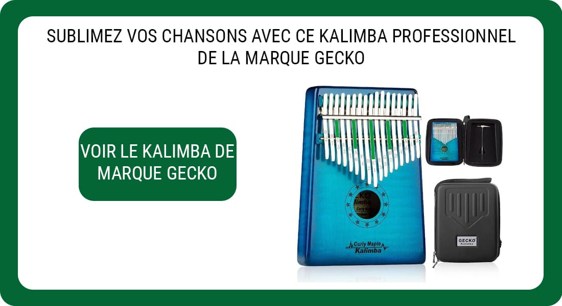 Publicité pour un Kalimba de marque Gecko modèle MC-BL
