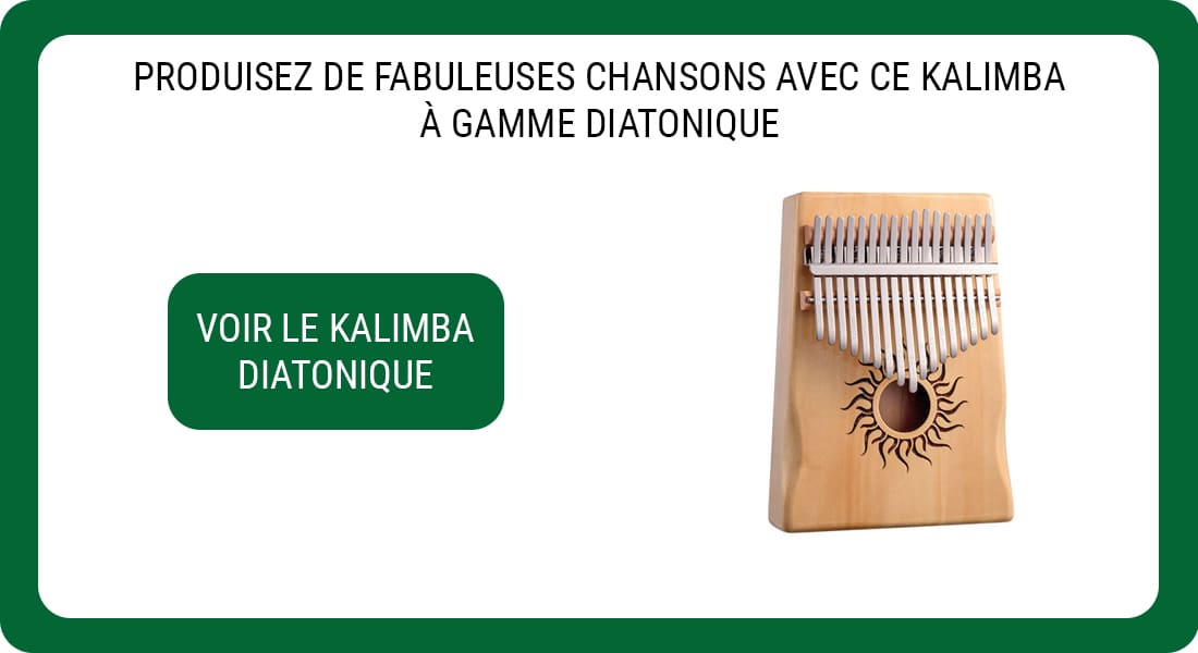 Une publicité pour un Kalimba à échelle Diatonique