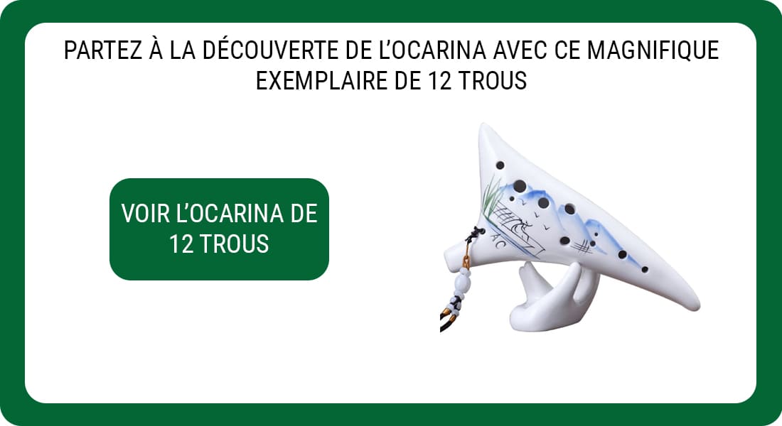 Une publicité pour un Ocarina Artisanal de 12 Trous