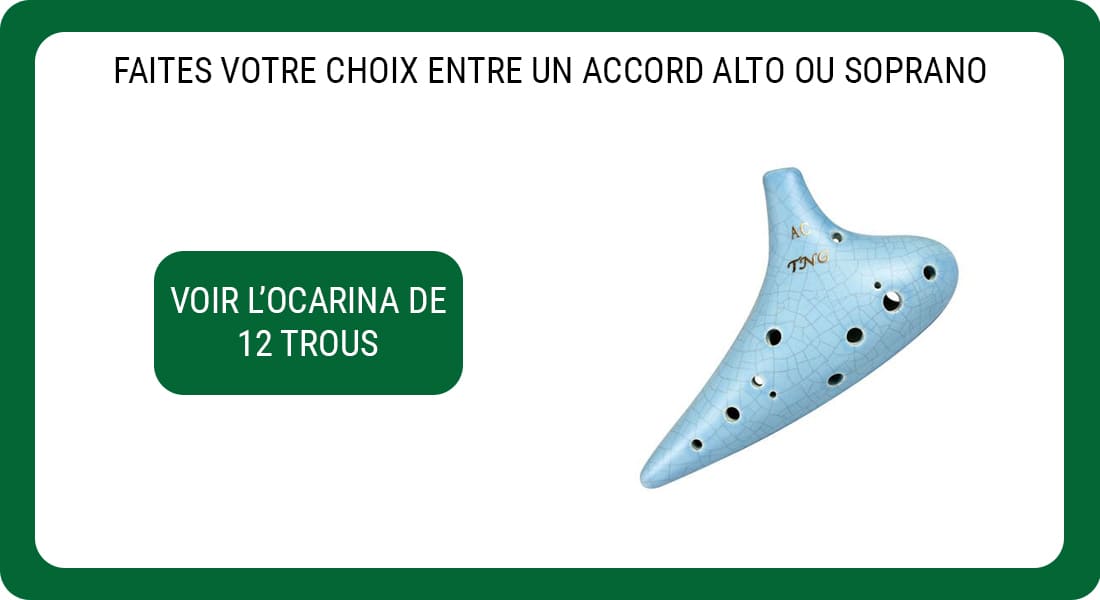 Une publicité pour un Ocarina Traditionnel accordé en Alto ou Soprano