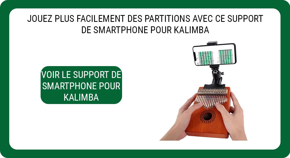 Une publicité pour un support de smartphone pour Kalimba