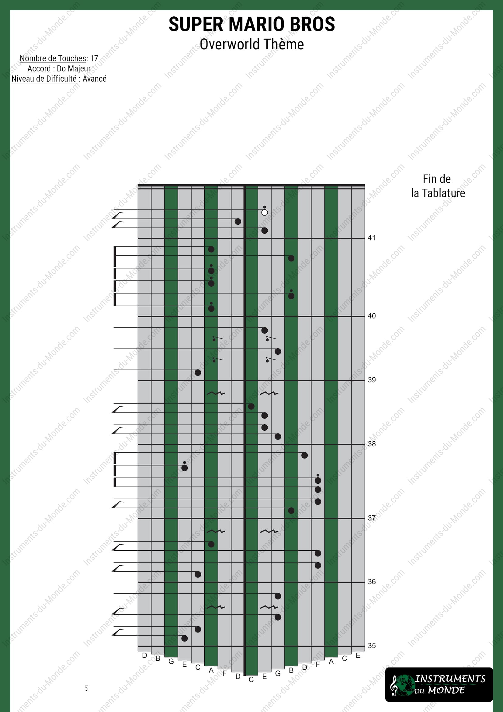 Tablature pour Kalimba de Super Mario, page 5