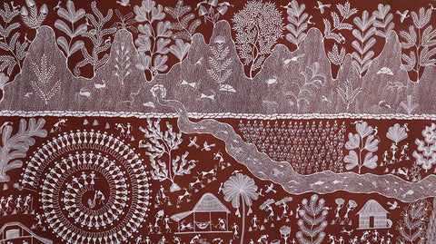 Indian village art, tribal art, maharashtra folk art, Indian artisanal heritage nature art, village art