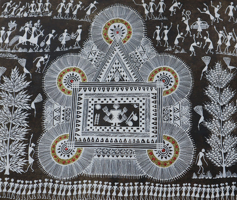 Chowk art, warli tribal art, wedding rituals, mariage customs, indian tribal art, indian culture, indian heritage, bride groom customs