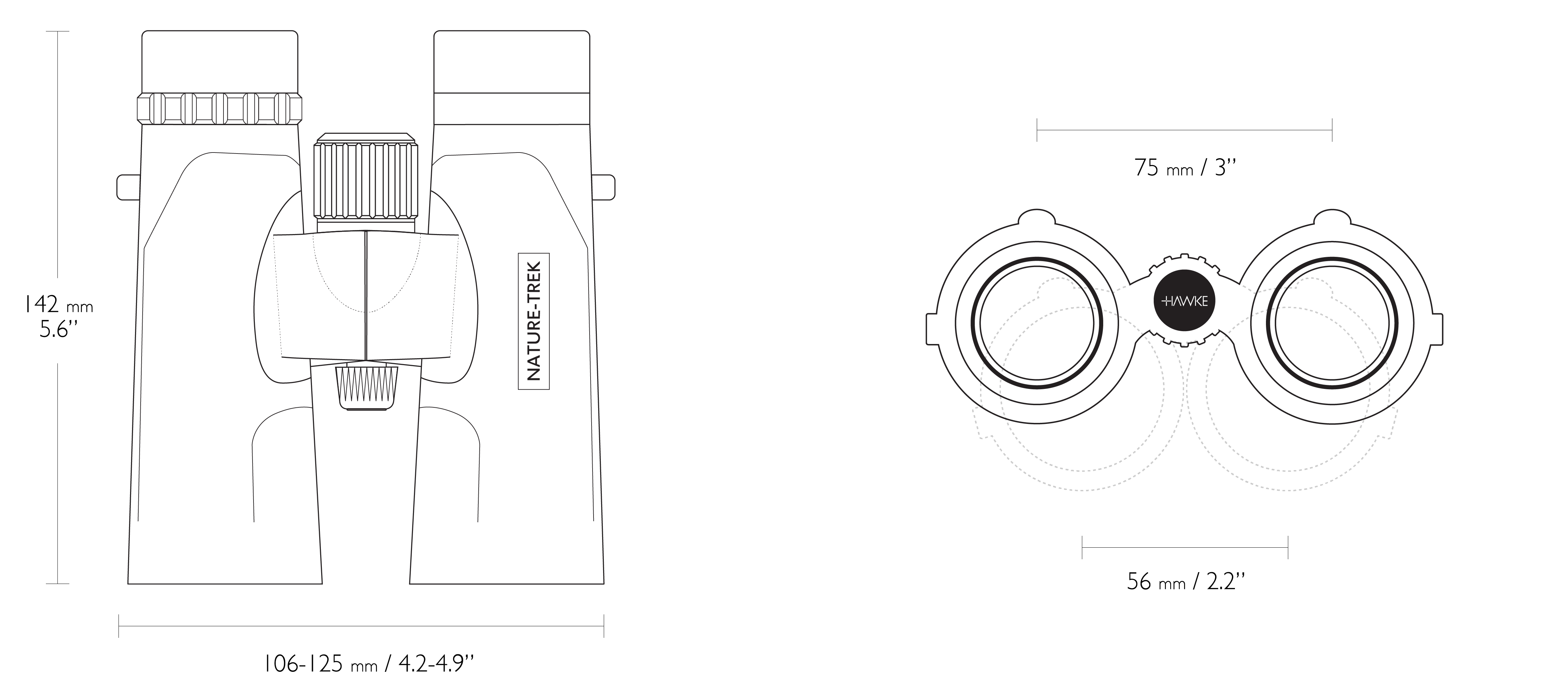 CAD Drawing of the binoculars