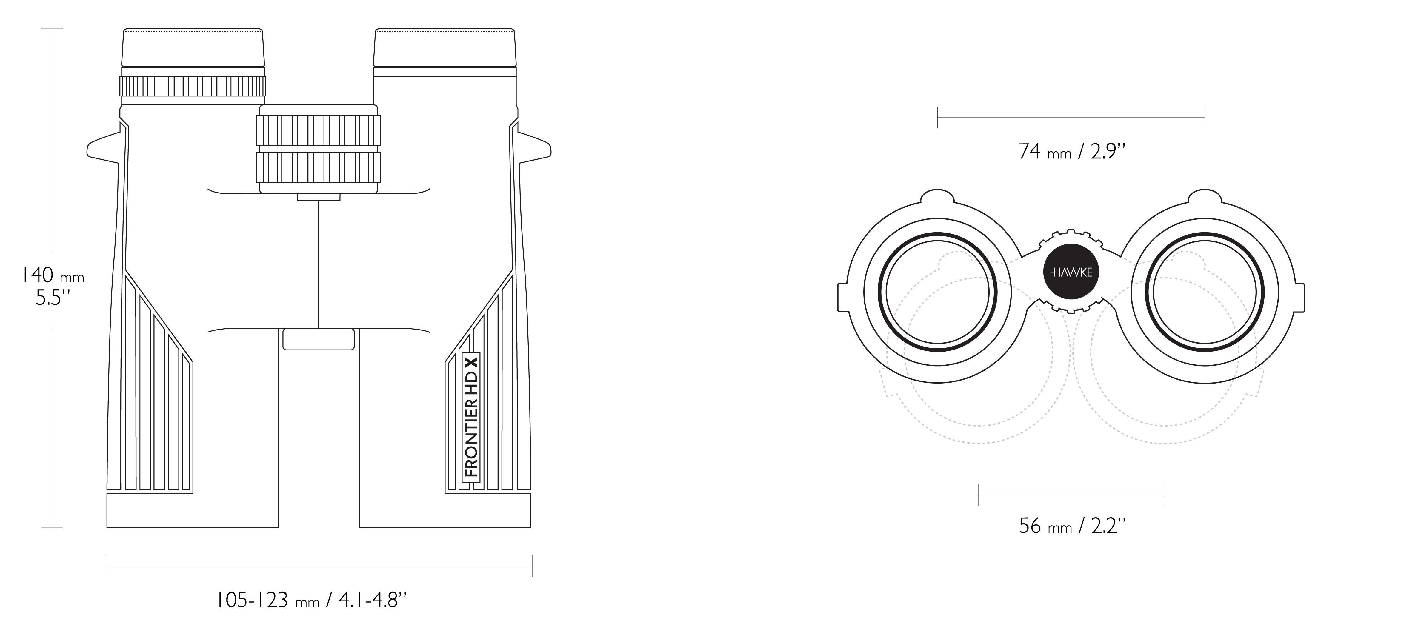 CAD Drawing of the binoculars