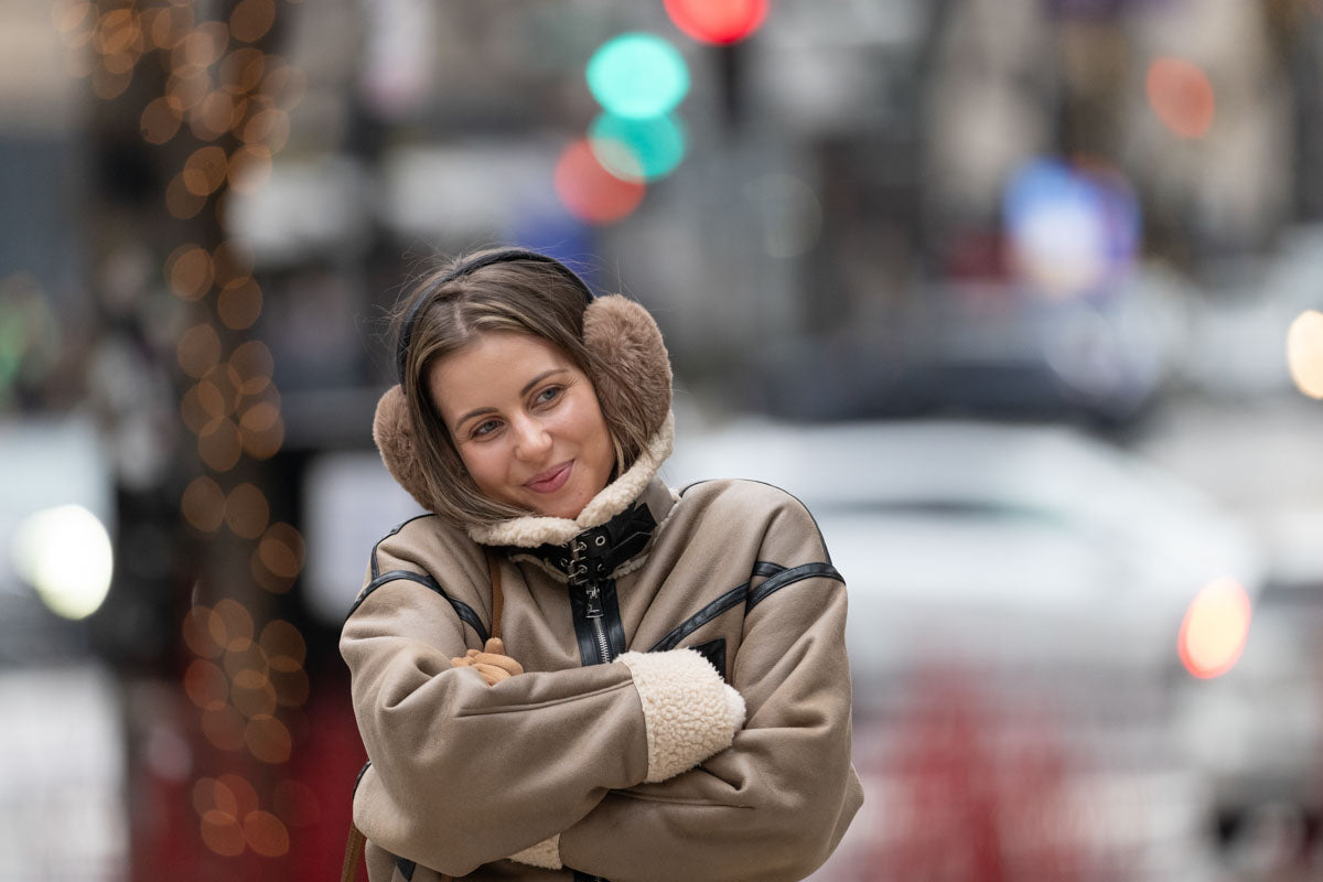 Portrait of a lady in winter in the street