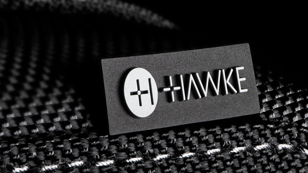 Close up product photo of the case with the Hawke logo showing