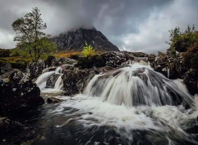 Landscape shot of a waterfall with a long exposure