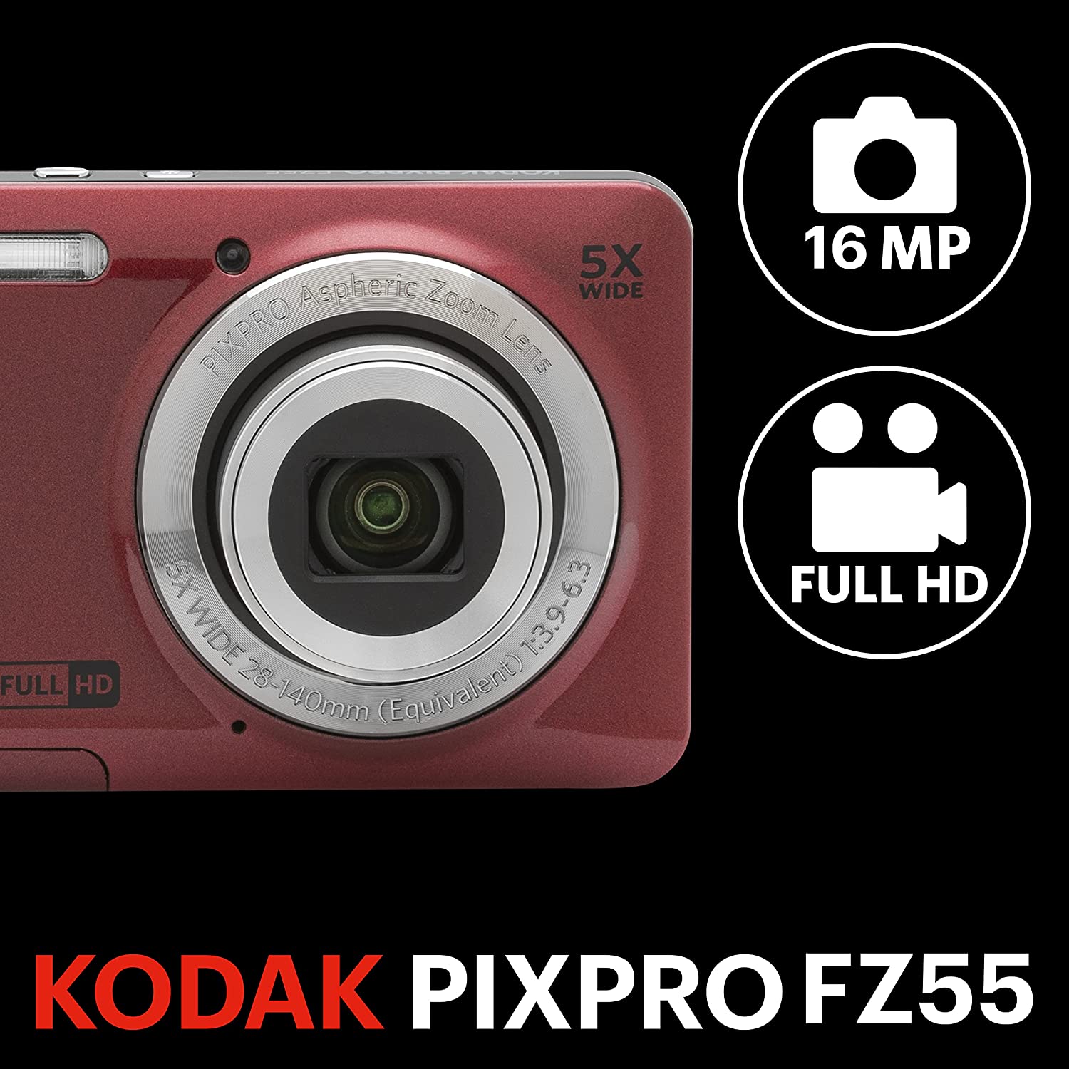 Kodak PIXPRO WPZ2 16MP 4x Zoom Tough Compact Camera - White