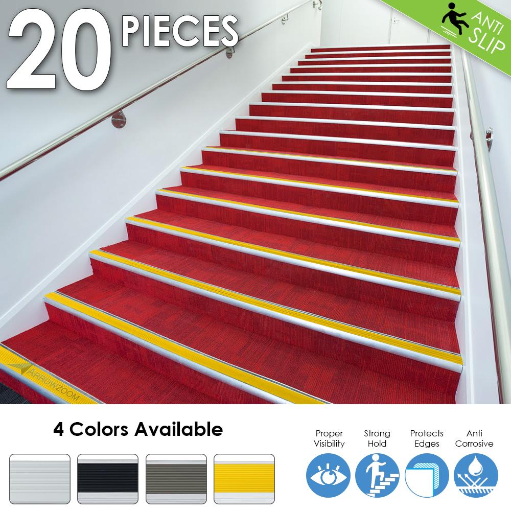 twaalf een schuldeiser Kruipen Acepunch 20 Pcs Anti-Slip Aluminum Stair Nosing Rubberized Staircase S
