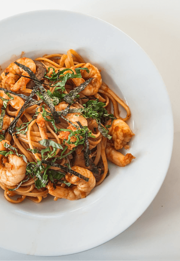 Spicy Shrimp & Mushroom Pasta with Kanzuri
