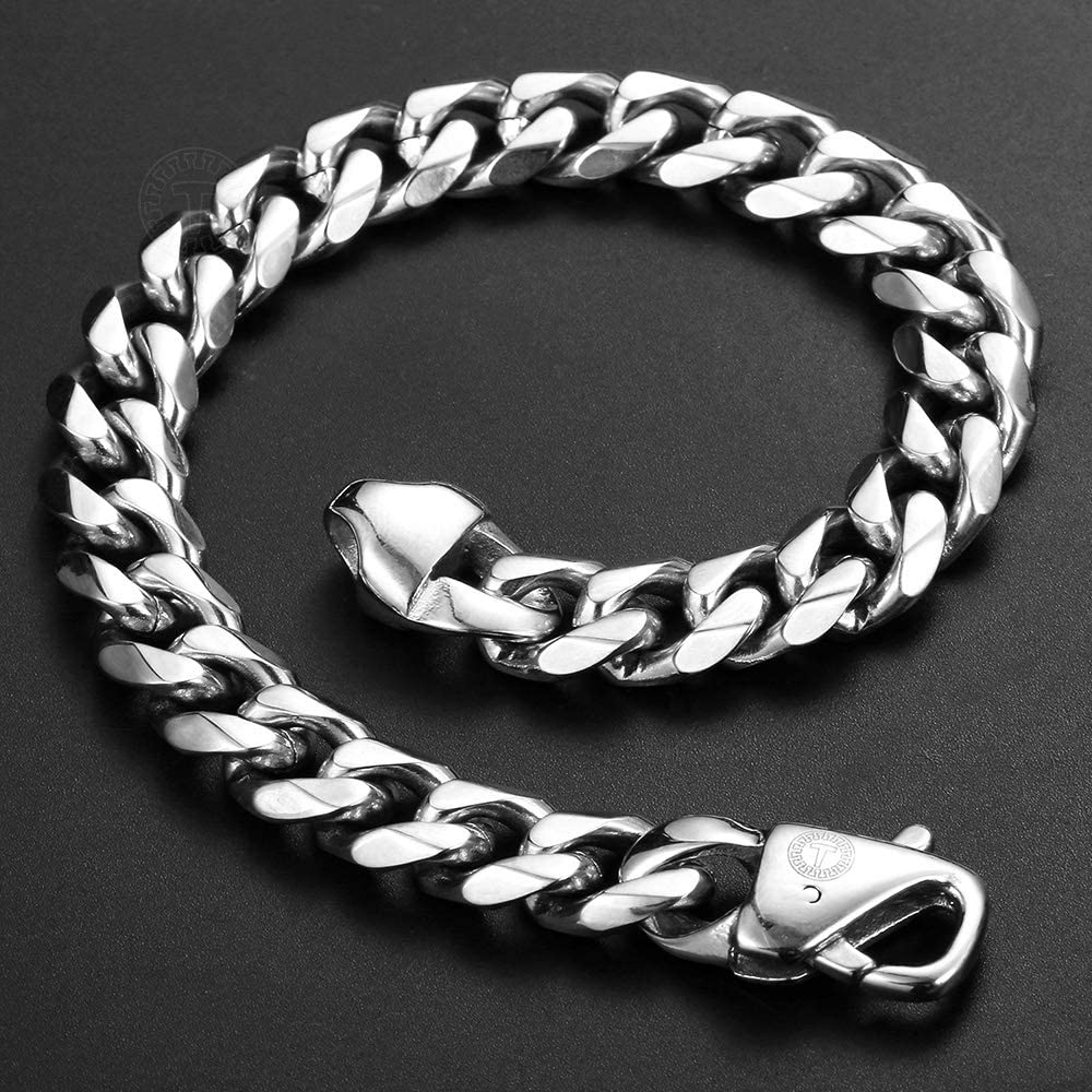 Cuban Link Chain Bracelet,Stainless Steel Gold Chain - Zulbest