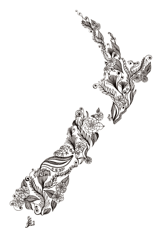 New Zealand map illustration. idfi is owned and operated in New Zealand.