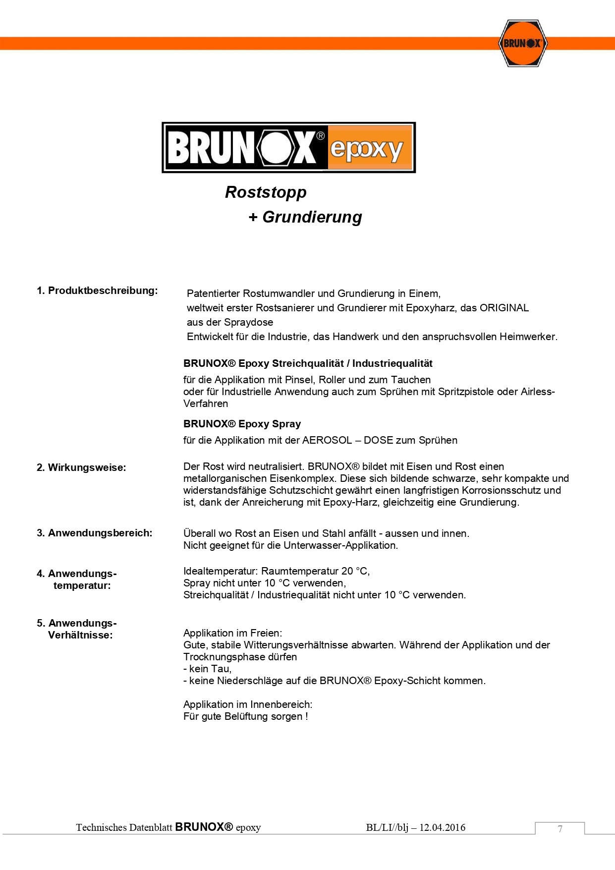 Brunox Epoxy 6 x 400 ML Spray Rostumwandler Rostsanierer Grundierer  7610567930028