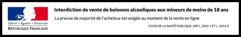 bandeau d'interdiction de la vente de boissons alcooliques aux mineurs de moins de 18 ans