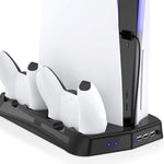 PS5 Vertical Cooling Fan Stand Digital Edition with 14 Game Slot 3 Hub Port Dual Controller Charging Station Charger for PS5 - Carbon Cases