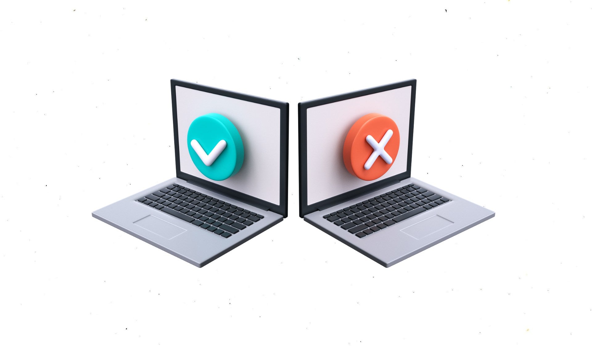 2 Laptops Screen With A Checkmark And A Cross