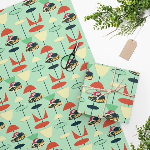 Mid-Century Modern Orange Wrapping Paper by MonstersMash