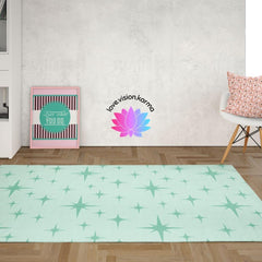 Retro 50's Atomic Starburst Mint Green Accent Rug