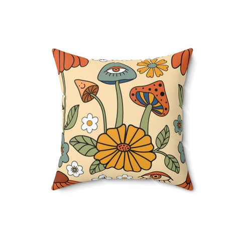 ROMWE Goth 1pc Mushroom & Flower Print Decorative & Throw Pillows