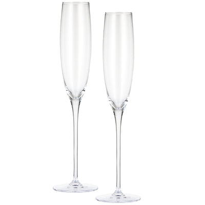 Berkware Tall Champagne Flutes with Gold Tone Rim - 8.1oz (Set of 2)