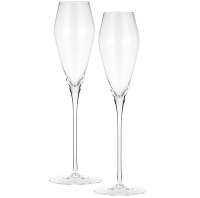 Berkware Elegant Tulip Shaped Long Stem Crystal Champagne Flutes - 7.7 oz  (Set of 6)