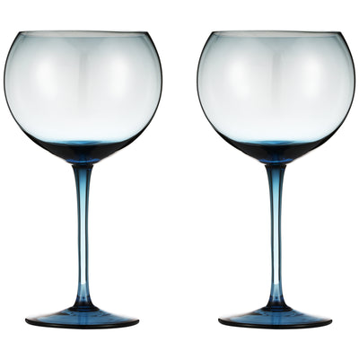 Berkware Luxurious and Elegant Sparkling Blue Colored Wine Glass - 13.3oz  (Set of 2)