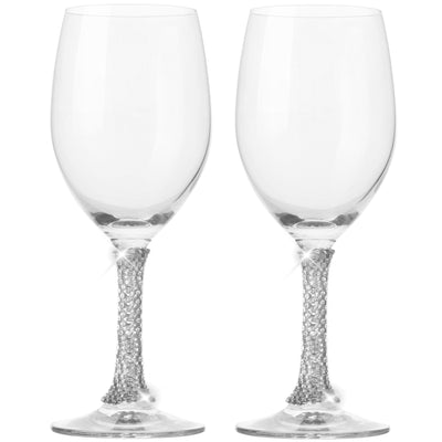 Set Of 2 Wine Glasses - Luxurious And Sparkling Studded Long Stem