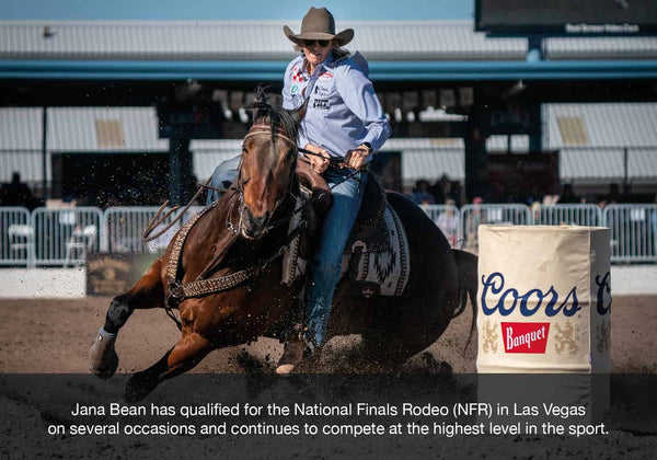 Jana Bean has qualified for the National Finals Rodeo (NFR) in Las Vegas  on several occasions and continues to compete at the highest level in the sport. 
