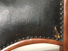 Load image into Gallery viewer, antique needlepoint and leather chair from Hotel Savoy Seattle
