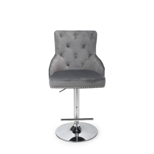 rocco brushed velvet grey bar stool