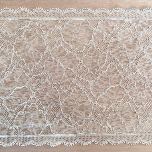 Lace - stretch - wide - Twin Galloon - 20cm (C7419 ) IVORY