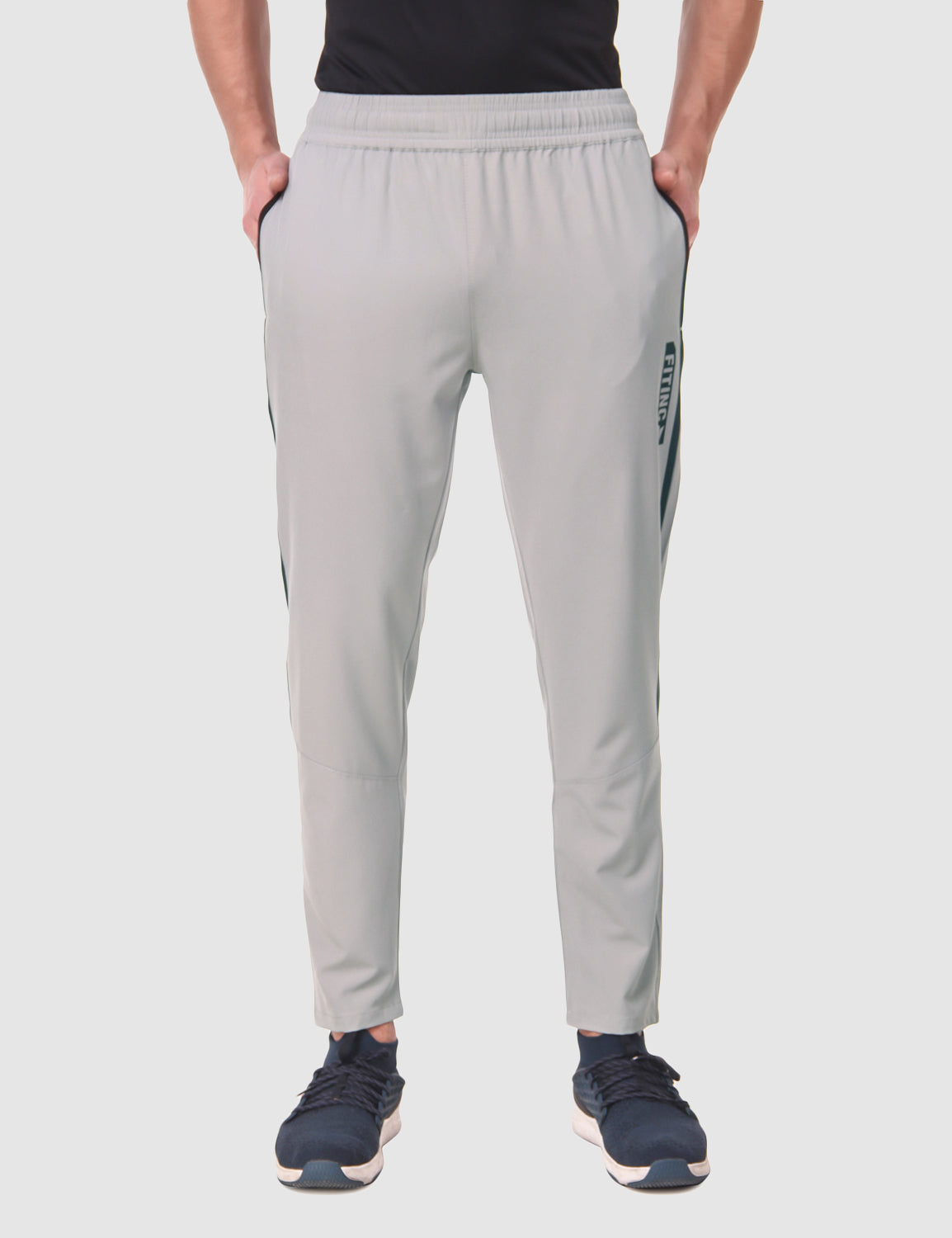 Fitinc NS Lycra Dryfit Light Grey Track Pants with Zipper Pockets – FITINC