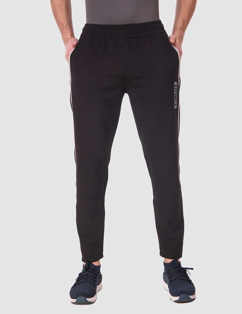 Fitinc NS Lycra Dryfit Black Track Pants with Zipper Pockets – FITINC