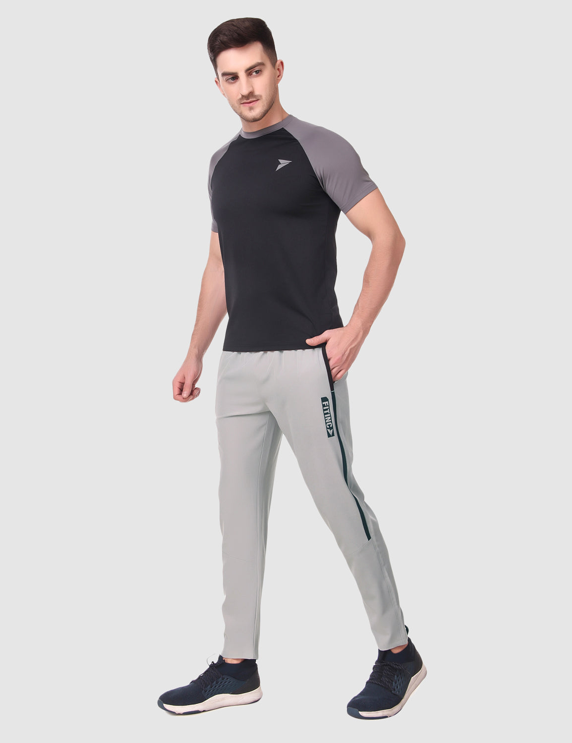 Fitinc NS Lycra Dryfit Light Grey Track Pants with Zipper Pockets – FITINC