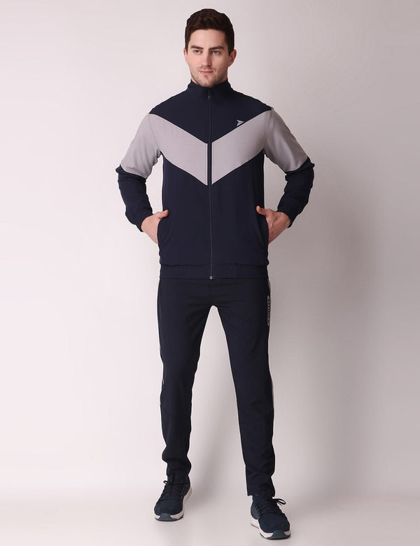 Fitinc Men’s Navy Blue Full Zip Tracksuit for Sports & Casual Occasion