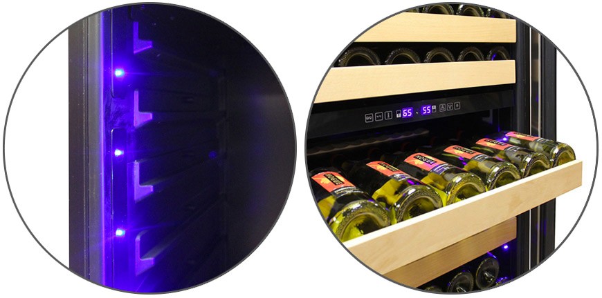 Close-up of Side LED Lighting and Wine Racking