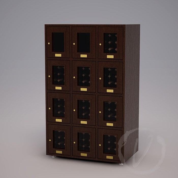 Custom 12 Cubicle Wine Locker (Option 2) - Dark Brown Thumbnail 2